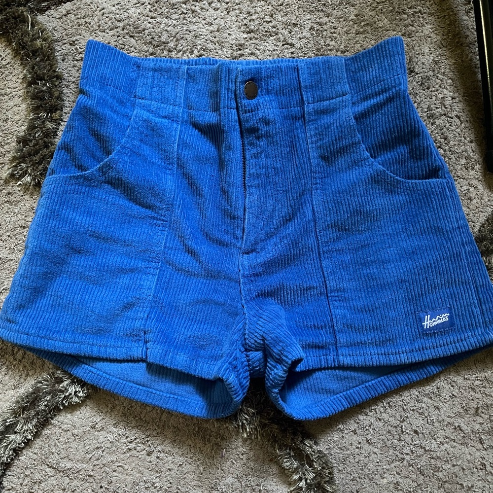 Hammies Brand Women's High Waist Corduroy Shorts - Blue